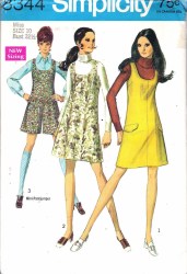 8344 SIMPLICITY 1969 MINI PANTJUMPER,  SHORTER  JUMPER, FUR OR NOT PATTERN 10 32.5"